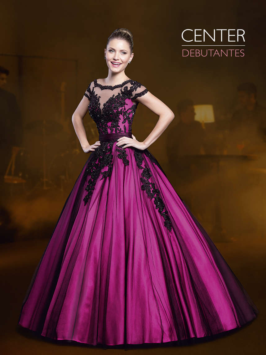 vestido de debutante rosa escuro