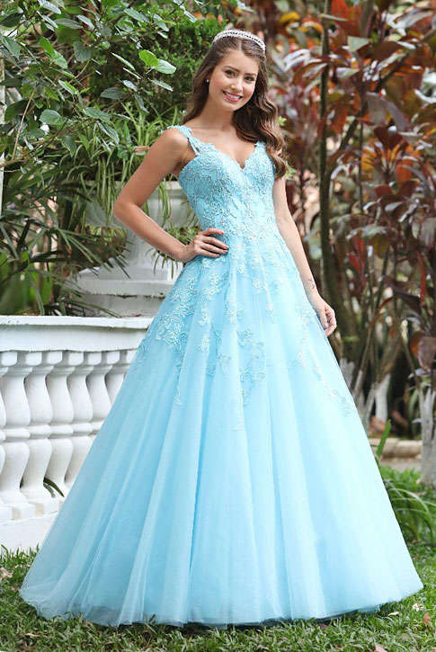 Vestido Princesa Azul Claro